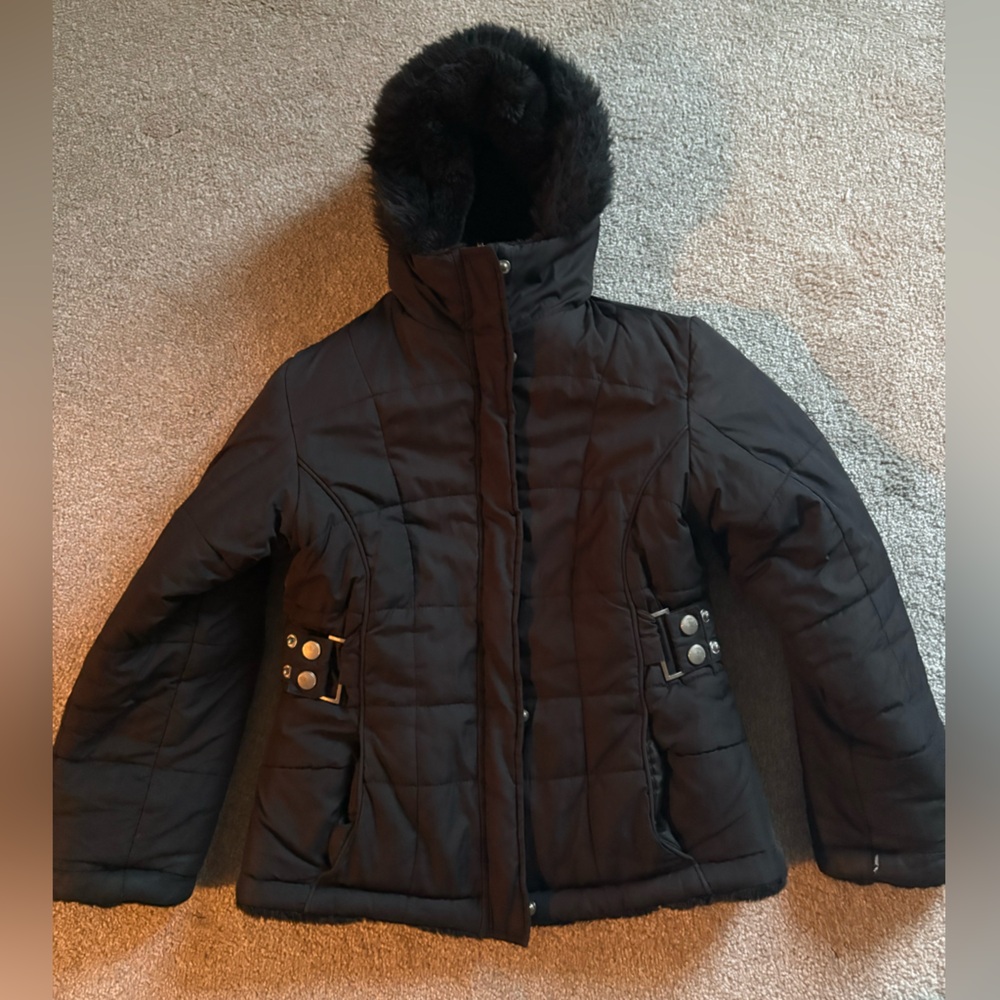 Arizona Jean Company Black Quilted Faux Fur-Lined Jacket